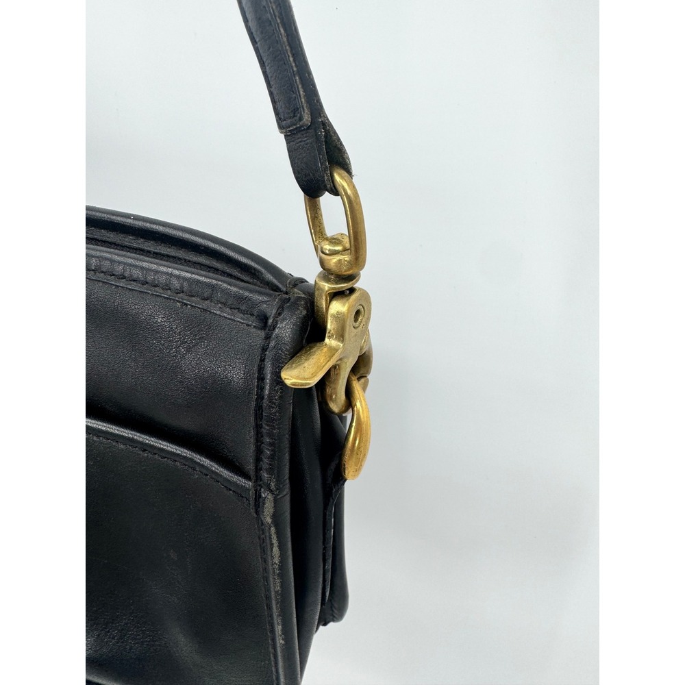 Coach Crossbody Bag Women OS Black Vintage Leather Brass Hardware Slim Handbag - Picture 4 of 16